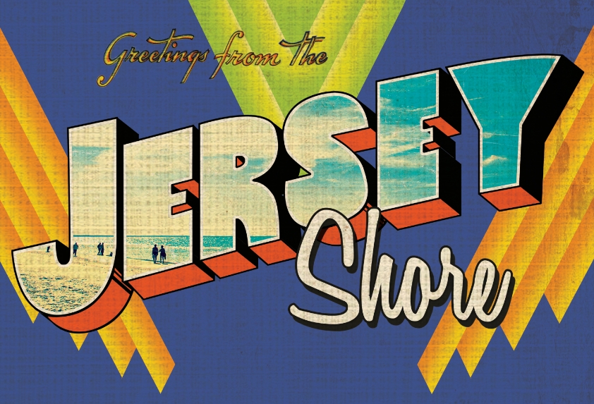 Jersey shore, Lettering, Vintage postcards