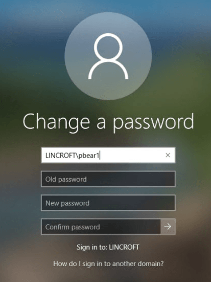 Windows 'Change a password' screen, with fields for user, old password, new password, and a 'Confirm password' button.