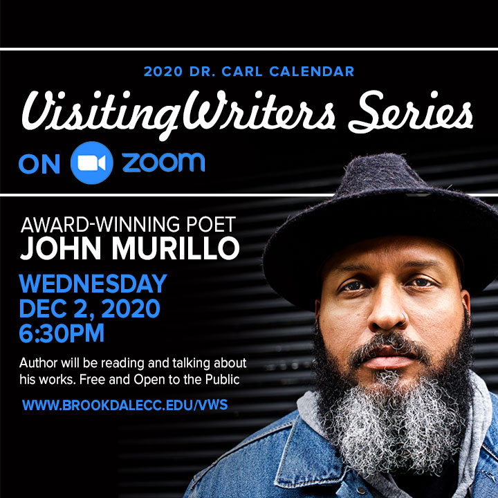 Picture of John Murillo with the details of the event.