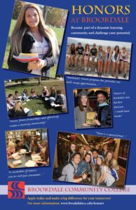 Poster of photos and captions of why students love honors at brookdale