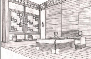 Sketch of the interior that won the award.
