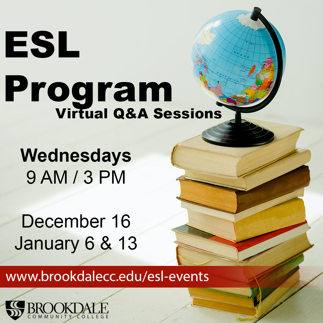 Flyer for the ESL virtual event.