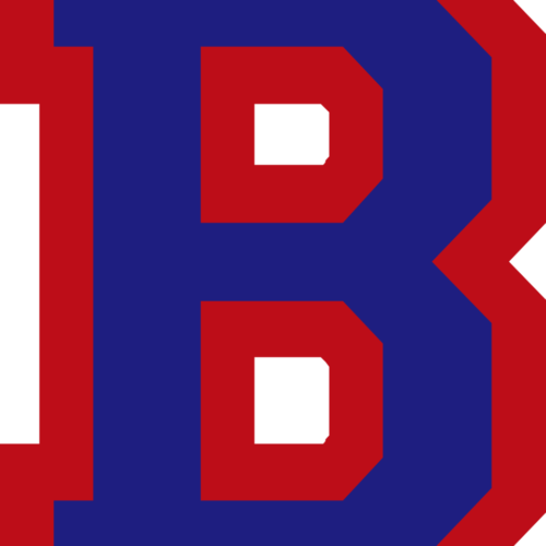 Varsity letter B for Brookdale Varsity Letter Blue with Red outline