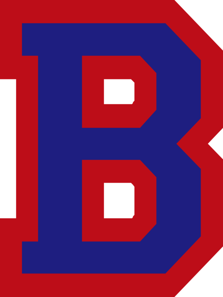 Varsity letter B for Brookdale Varsity Letter Blue with Red outline