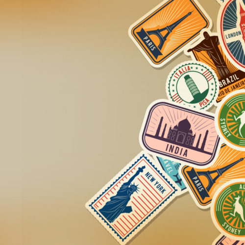 Picture of patches of famous cities around the world.