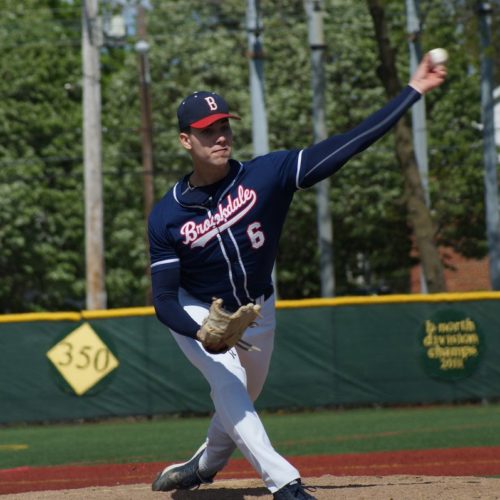 Justin Fall Pitching in Brookdale uniform