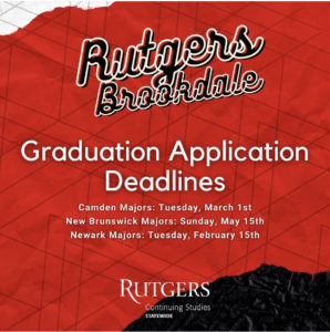 rutgers brookdale graduation application deadlines