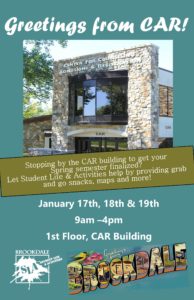 Past Student Life event: Greetings from CAR 1/17-1/19/23