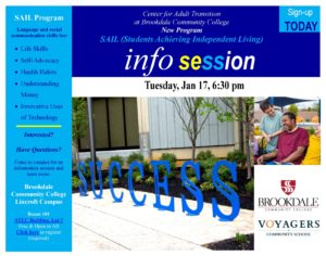 Blue and turquoise colors on flyer of information.