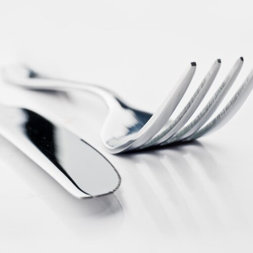 Silver fork and knife