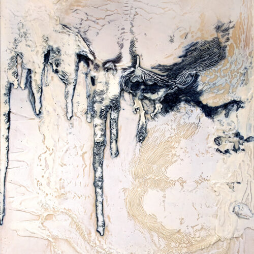 Encaustic painting by Karen Bright titled After the Elephants.