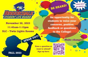 SLB Student Speak Out 11/28 at 11:45am in SLC Twin Lights Rooms. Have your voices heard!