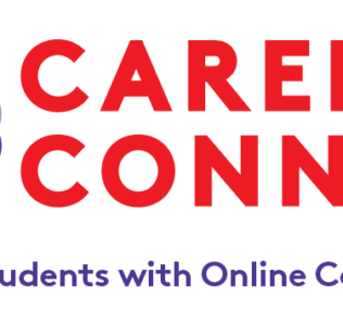Logo for Career Connect. A blue circle with a red center and white C in the middle with the name Cyanna across the C.