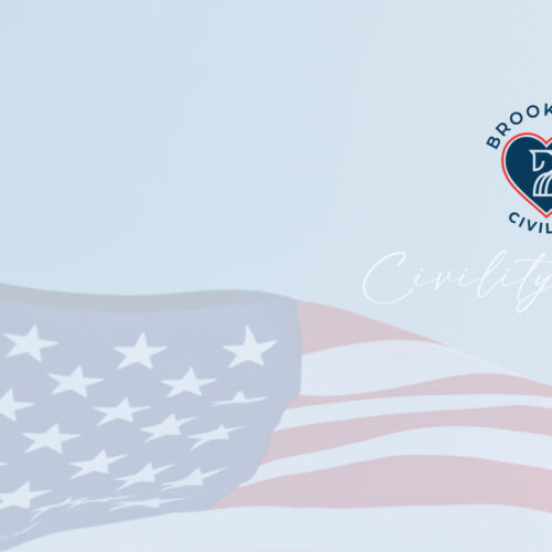 Civility Week Banner 2025 with American Flag waving.