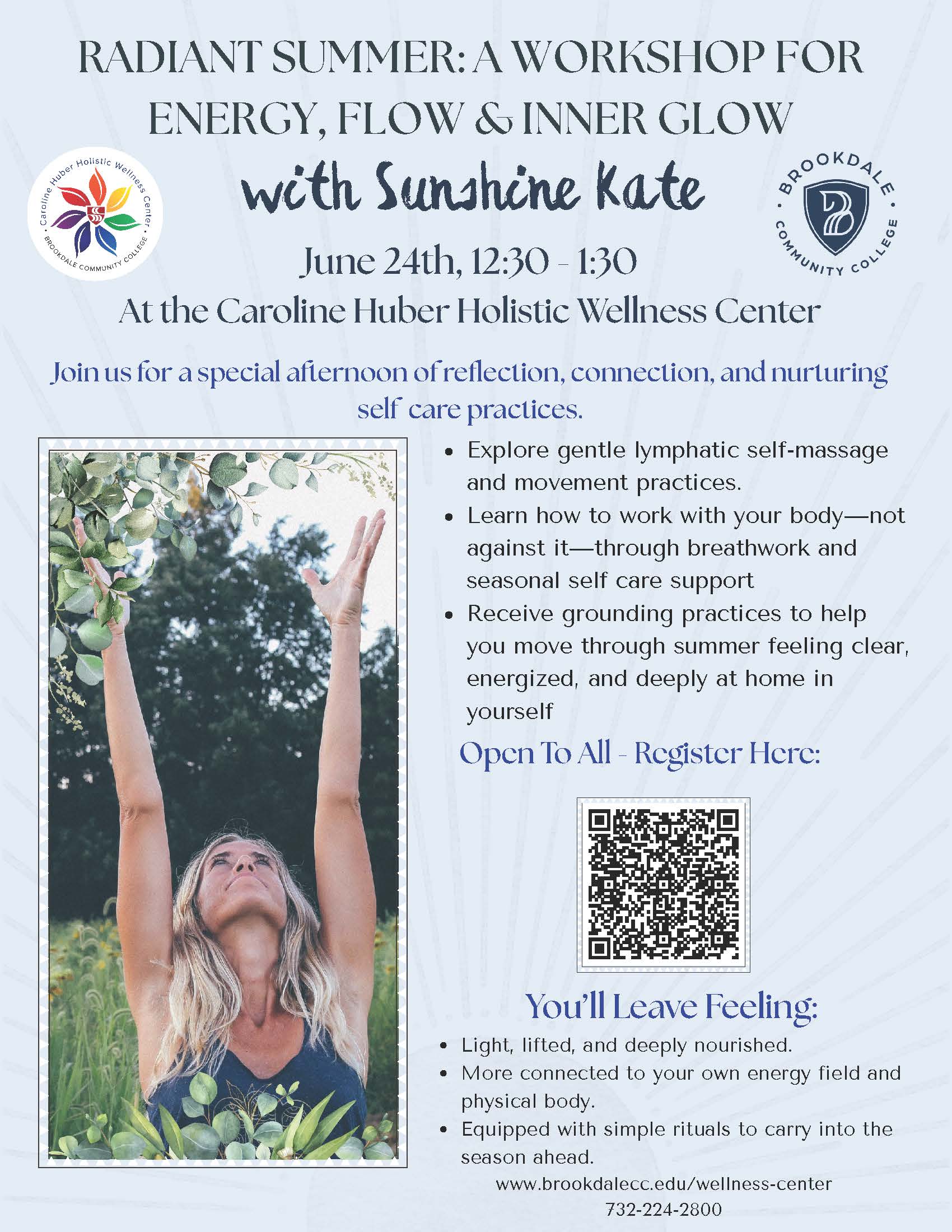 At the Brookdale Community College Caroline Huber Holistic Wellness Center - With Sunshine Kate