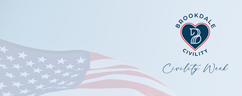 Civility Week logo and American Flag