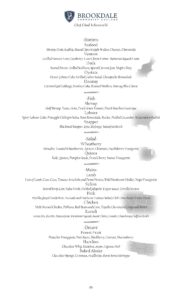 Culinary Education Center Dinner Menu