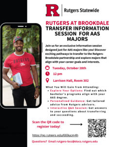 Rutgers-Brookdale Transfer Info Session for AAS Majors, Rutgers-Brookdale partnership