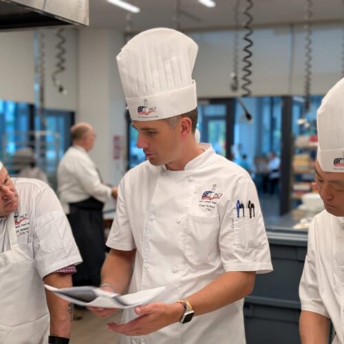 Chef Chad Schooveld with Team USA in the kitchen