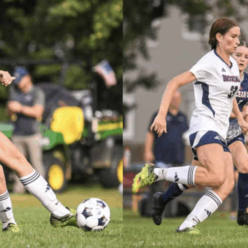 Photos by Tom Smith. Bella Tomassini in action on soccer field with Brookdale Community College Women's Soccer Team.