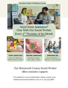 Social Worker on Campus Today Flyer with social workers talking with students.