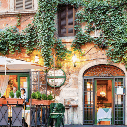 Italy Study Abroad outside restaurant.