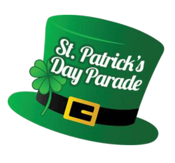 Saint Patrick's Day Parade written on a hat with a shamrock.