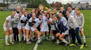 Brianna Quezada with her soccer team at Brookdale Community College