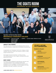 Goats Room Event Flyer with information about the series.