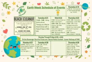 Earth Week Event Schedule Flyer.