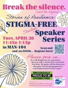 Stigma-Free Speaker Series event flyer describing the event.