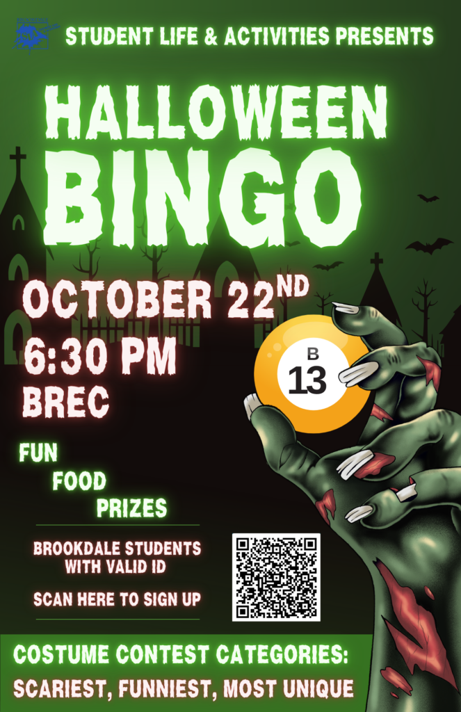 SLA Bingo Night! 10/22 in the BREC Current Brookdale students with valid ID