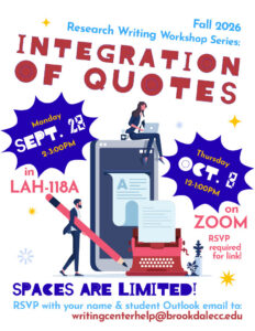 Quoting Workshop for Writing Research Papers event flyer.