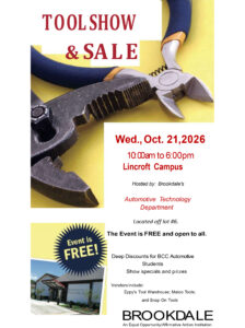 Tool Show & Sale event flyer with images of tools and information about the event.