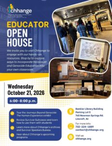 Educator Open House event flyer with information about the event and images or students and exhibits.