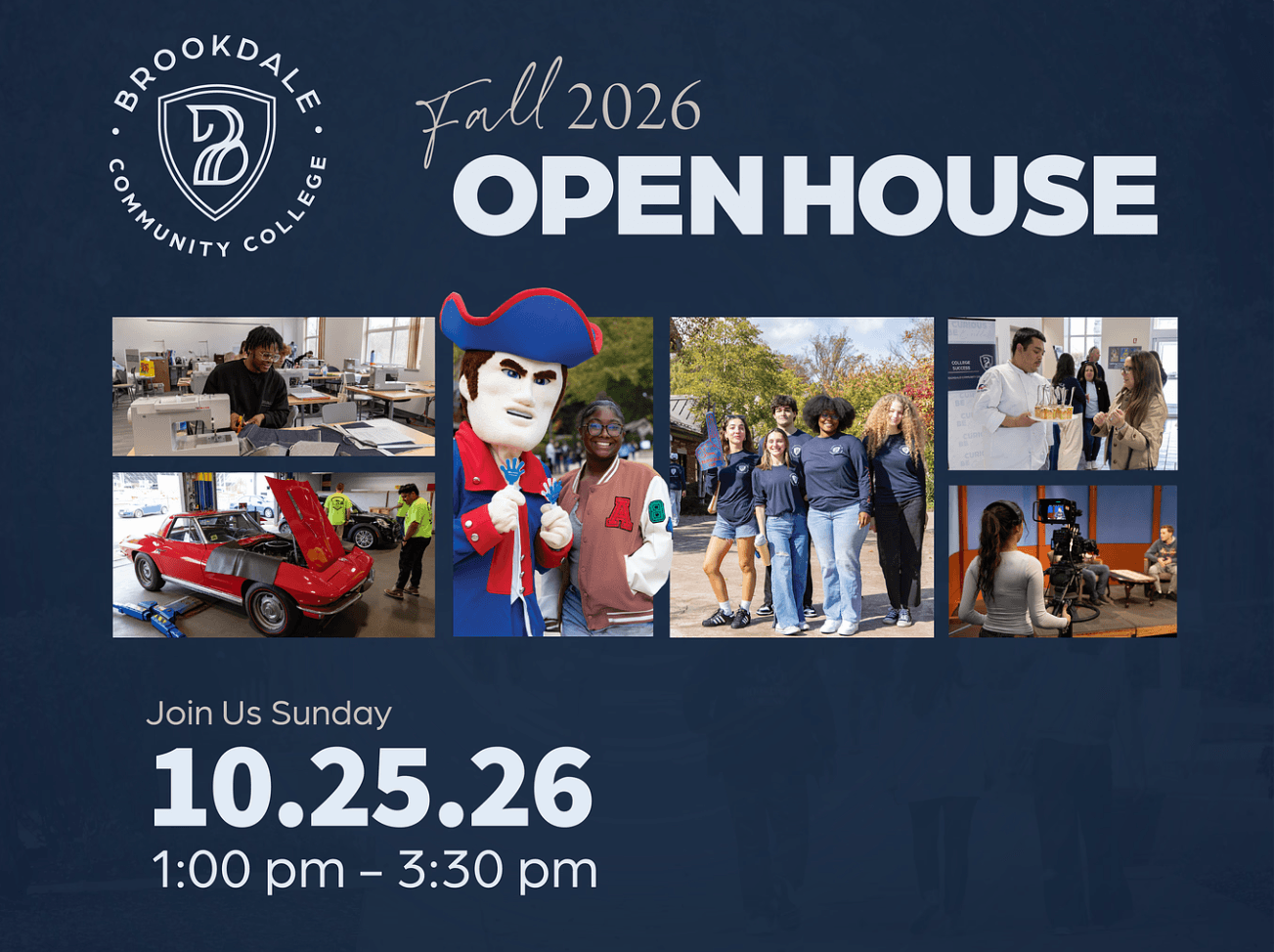 Fall 2026 Open House event flyer with the date of the event and images of students on campus.