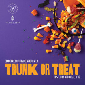 Truk or Treat event flyer with images of candy on the flyer.