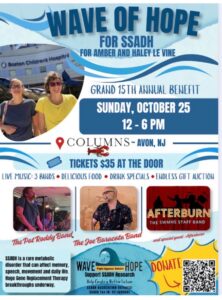 Wave of Hope event flyer with information about the event and images of people attending the event.